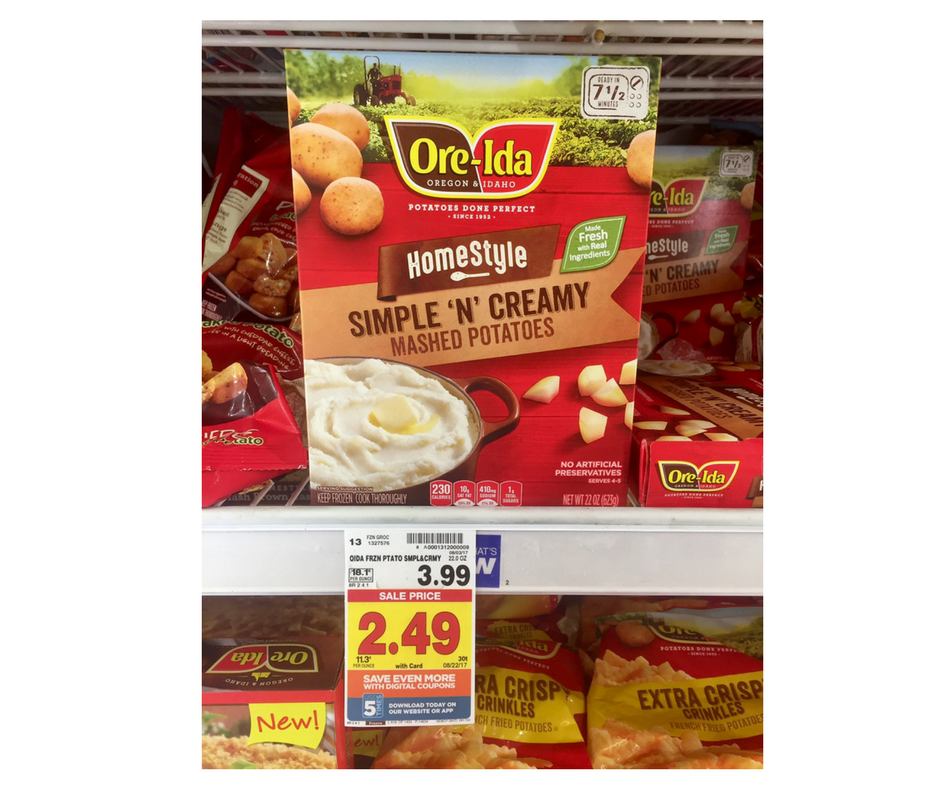 Ore ida mashed potatoes just 99 kroger couponing