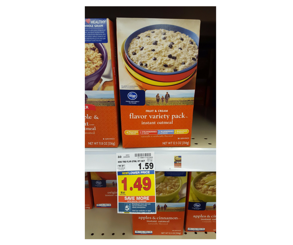 Kroger Instant Oatmeal as low as .99 Kroger Couponing