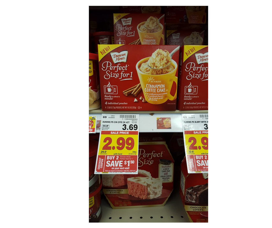 duncan hines perfect size for 1 as low as 1 49 kroger couponing perfect size duncan hines