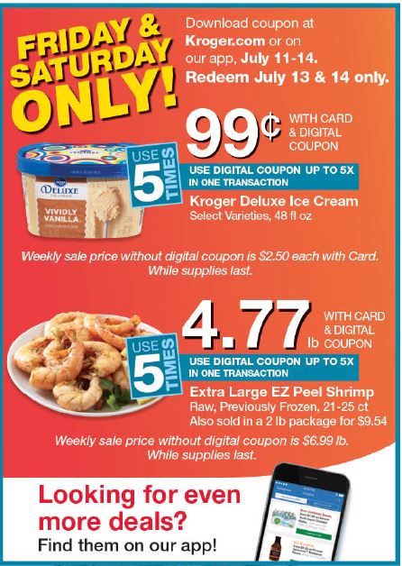 Kroger Friday & Saturday Only Deals - Kroger Ice Cream ...