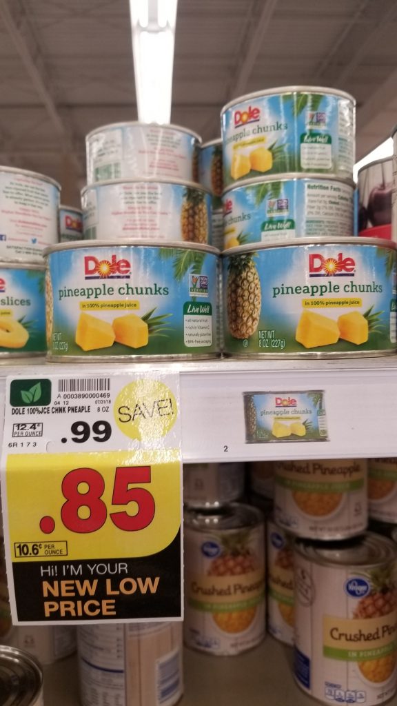 Dole Canned Pineapple just .69 Kroger Couponing